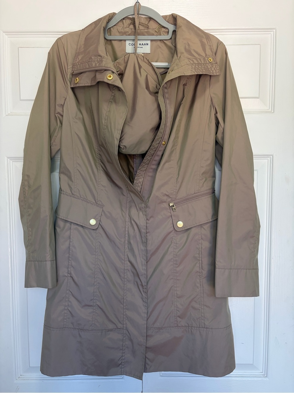 Cole Haan Trench Coat small zip bag S hooded rain